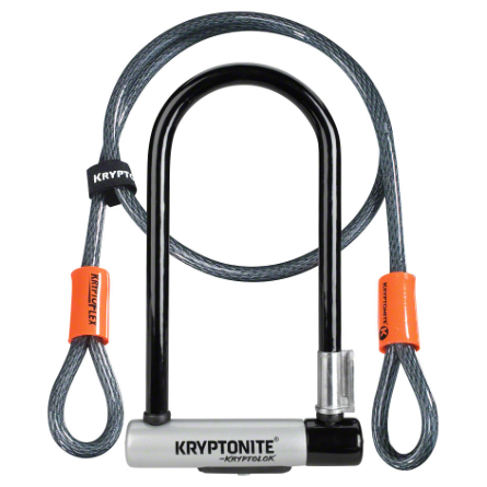 Kryptonite KryptoLok U-Lock - 4 x 9&quot;, Keyed, Black, Includes 4&#39; cable and bracket